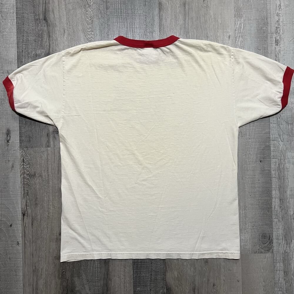 VTG Curious George Ringer T Shirt "Naughty Little Monkey" 1990s Parody Comedy TV - Picture 2 of 6